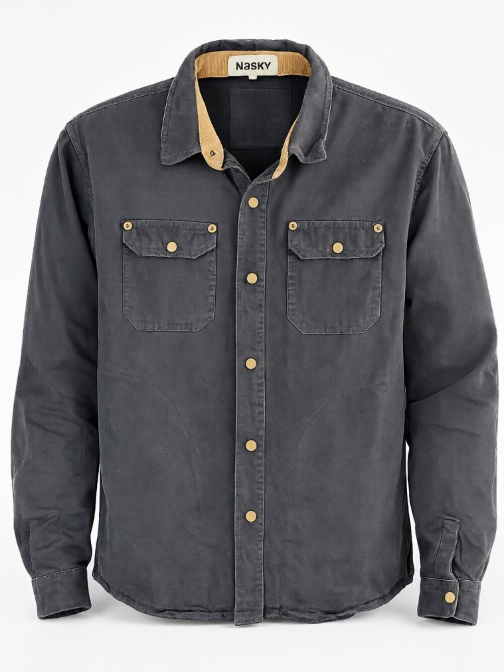 NASKY Canvas Work Jacket Men's Large Black Snap Front Barn Utility Coat